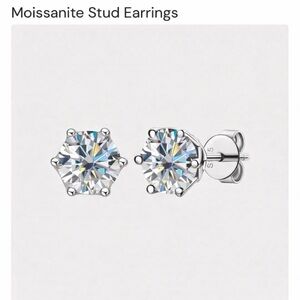Silver Moissanite Stud Earrings